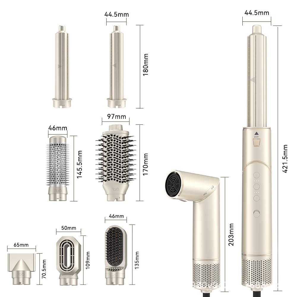New 5-in-1 High-Speed Automatic Hair Dryer Curling Styler Hot and Cold Air Blow Dryer Multifunctional Negative Ion Hair Dryer