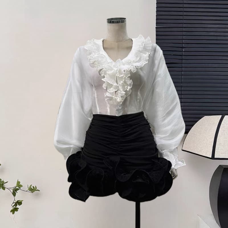 Lace/Chiffon Blouse Pullover Workwear, Regular Style, New Spring and Autumn Women's Fashion Top