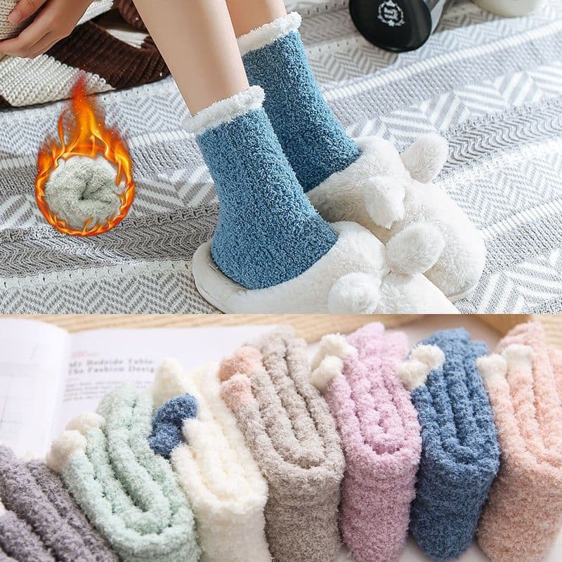 Coral fleece socks for women, postpartum sleep, autumn and winter mid-calf home fleece-lined and extra thick maternity socks, plush floor socks.