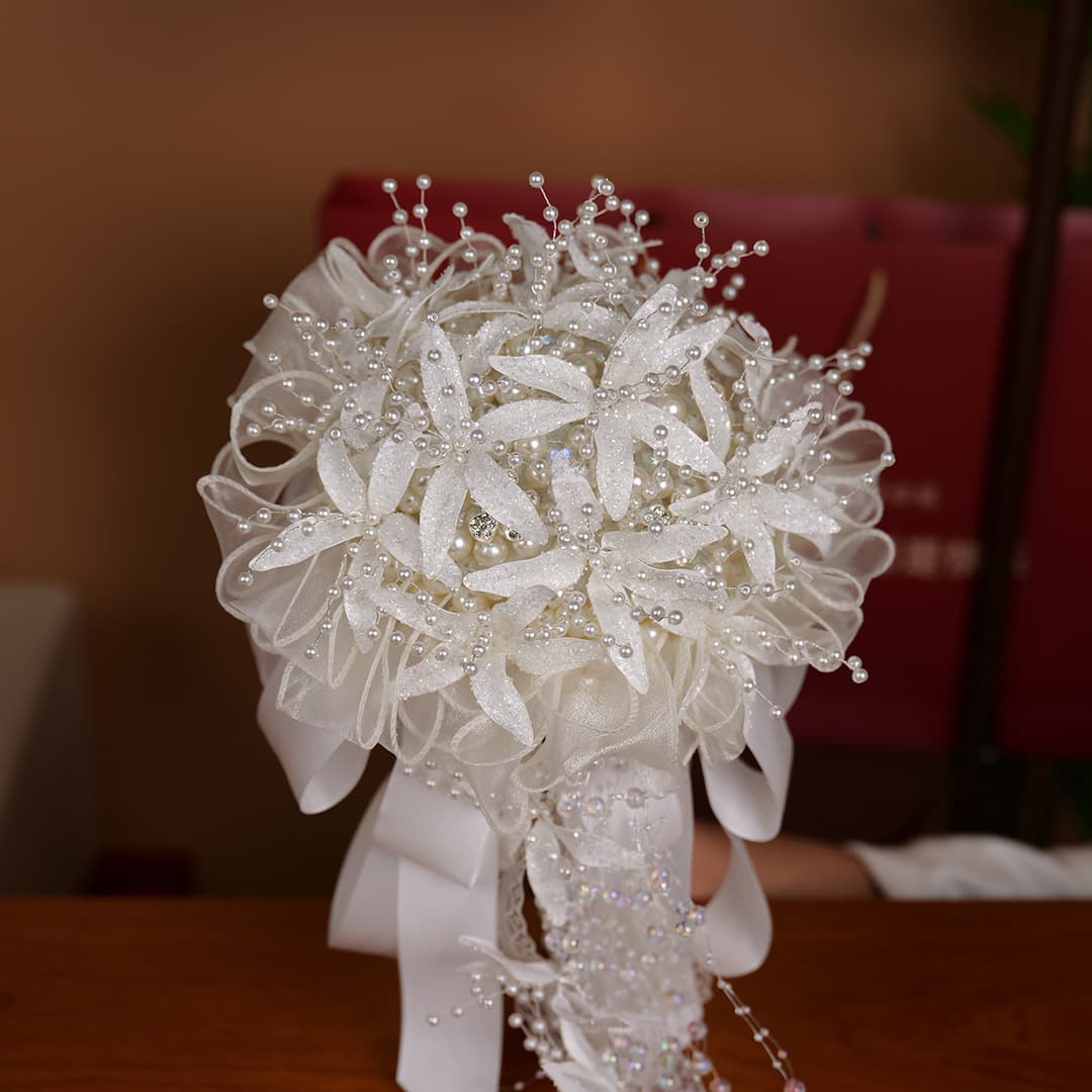 Pearl DIY kit, wedding gift for brides, high-end rhinestone chain jewelry, lace bouquet
