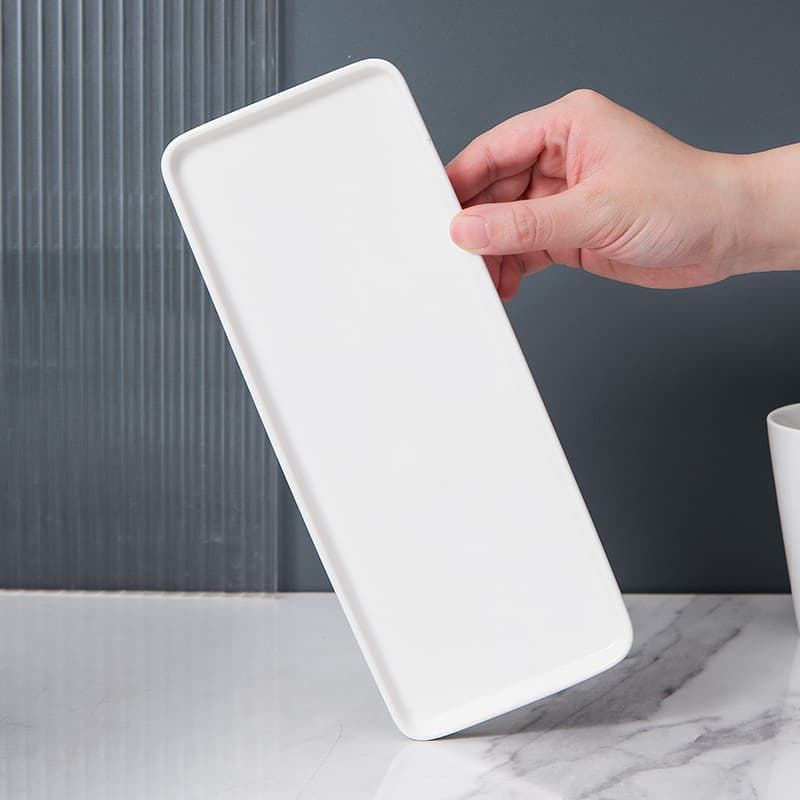 Japanese and Korean Creative Ceramic Tray Rectangular Toothbrush Tray Ceramic Plate Tableware Hotel Wholesale Ceramic Toothbrush Holder