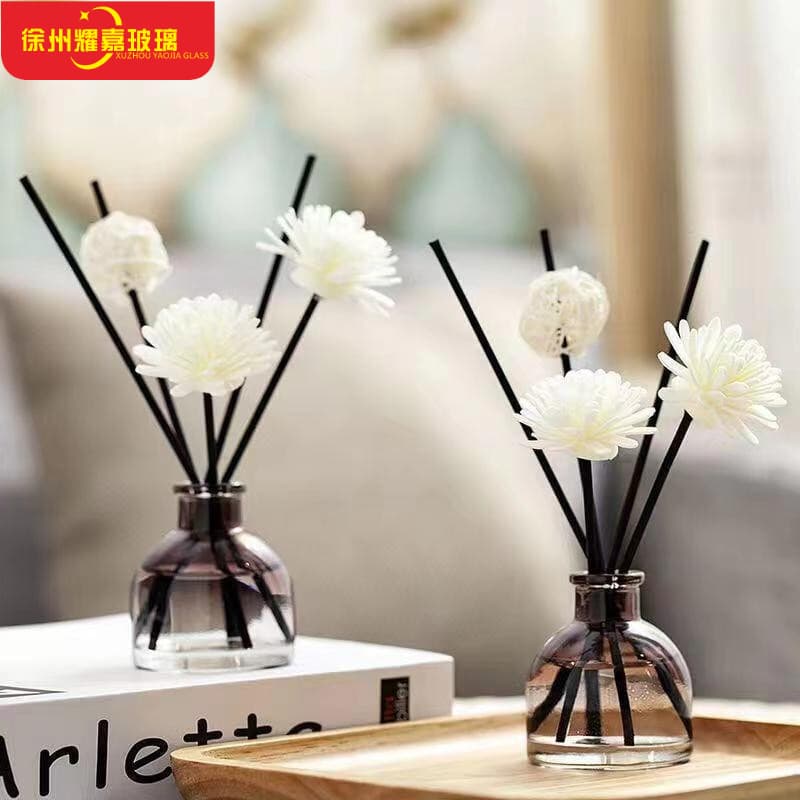 Wholesale 50ml Aroma Bottle Mongolian Yurt Perfume Refill Bottle Transparent Glass Aroma Bottle Flameless Reed Diffuser Empty Bottle