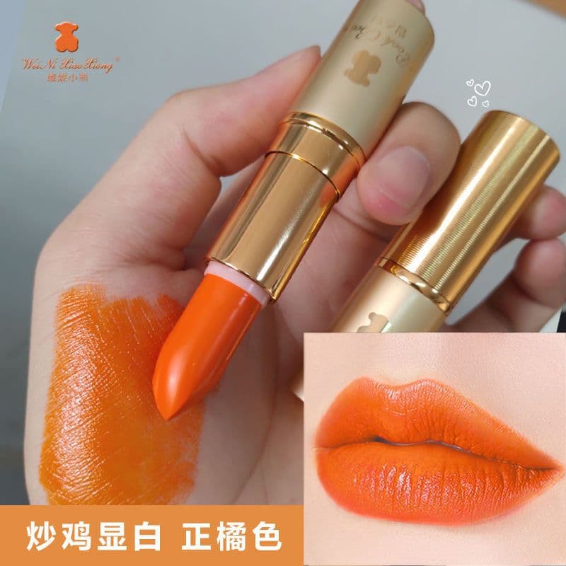 Winnie Bear Lipstick Long-Lasting Orange Cream Orange Pumpkin Orange Nude Moisturizing Lipstick 3202