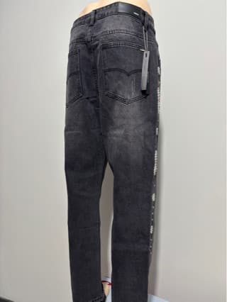 Amir cross-border foreign trade high street west coast 7 high-density denim heavy industry pearl inlaid tassel straight straight men and women