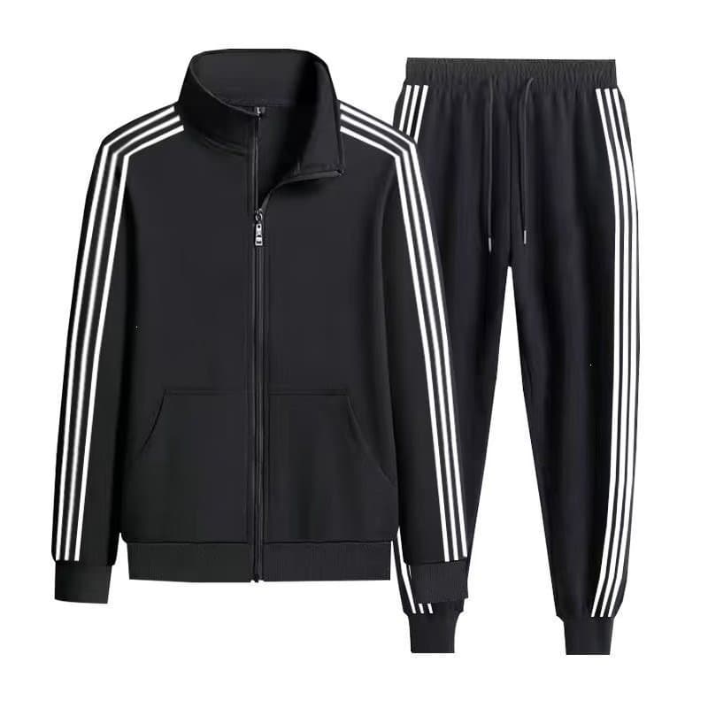 Trendy brand spring and autumn sports suits for men and women, three-stripe casual sportswear for couples, running suits, cardigans and trousers, two-piece set
