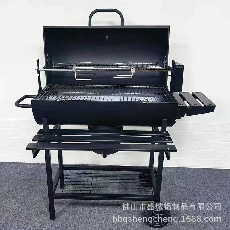 Home Use Outdoor Barbecue Grill Wooden Charcoal Furnace American Style Electric Baking Rack Suitable For 5 People Garden Villa