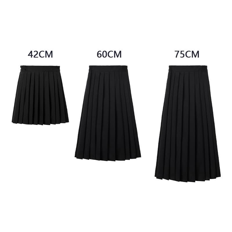 Academy Style Spring and Autumn Pleated Skirt Class Uniform Set for High School Students, Elastic Waist Pleated Skirt, School Uniform Long Skirt, Short Skirt