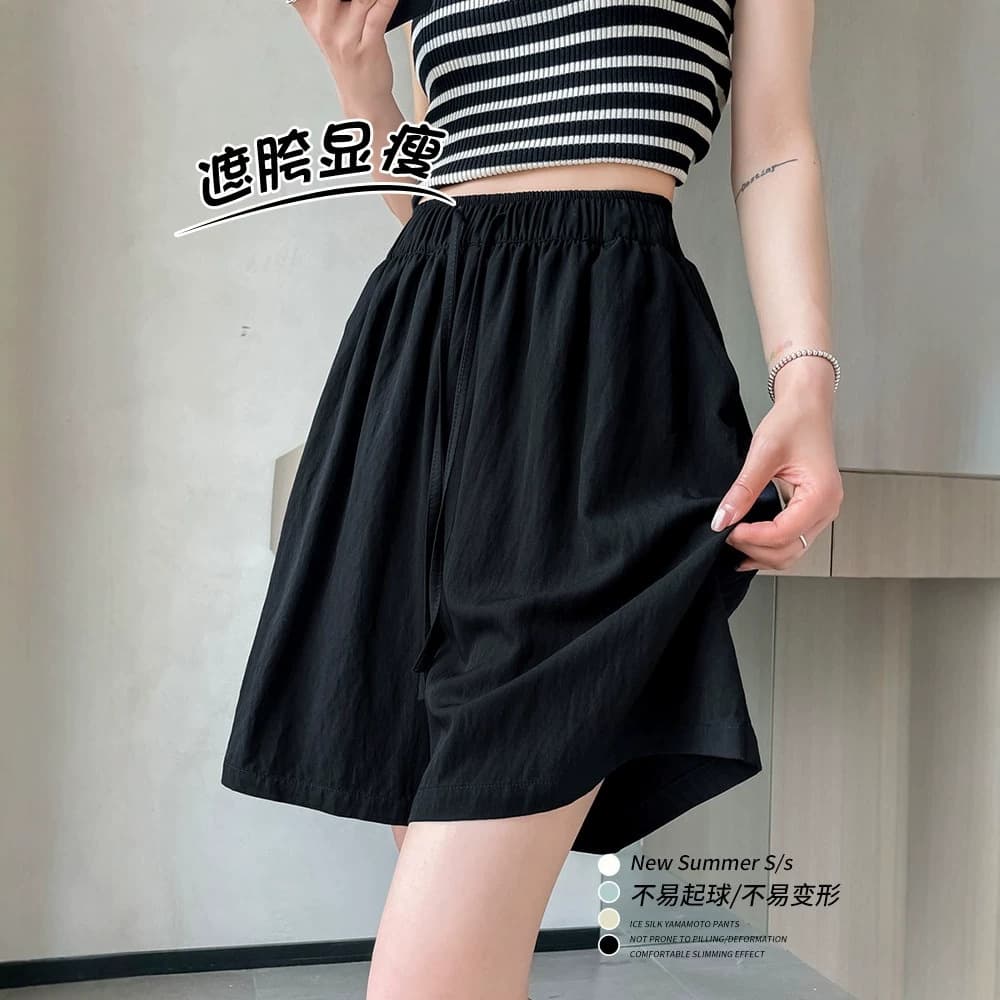 Yamamoto Shorts for Women 2026 New Summer Thin Casual Loose Outerwear Five-Point Sports Mid-Skirt Ice Silk Wide-Leg Pants