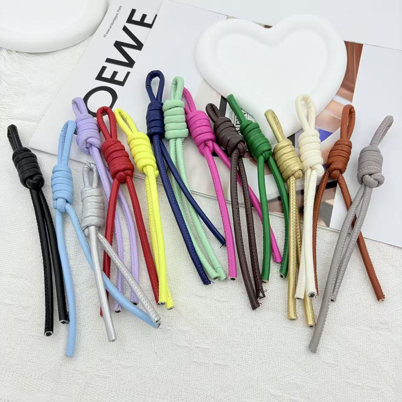 Ins style leather braided lanyard miu bag hanging accessories Korean backpack key chain accessories jewelry pendant pendant