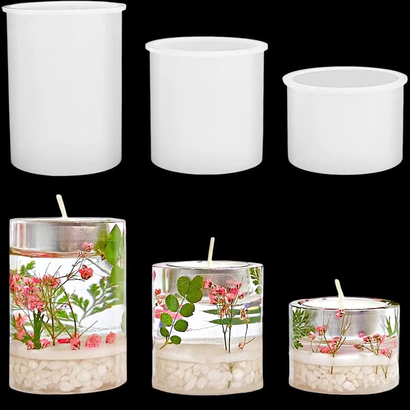 Crystal Epoxy DIY Candle Holder Mold Amazon Large Medium Small Scented Candle Round Potted Plant Silicone Mold Wholesale