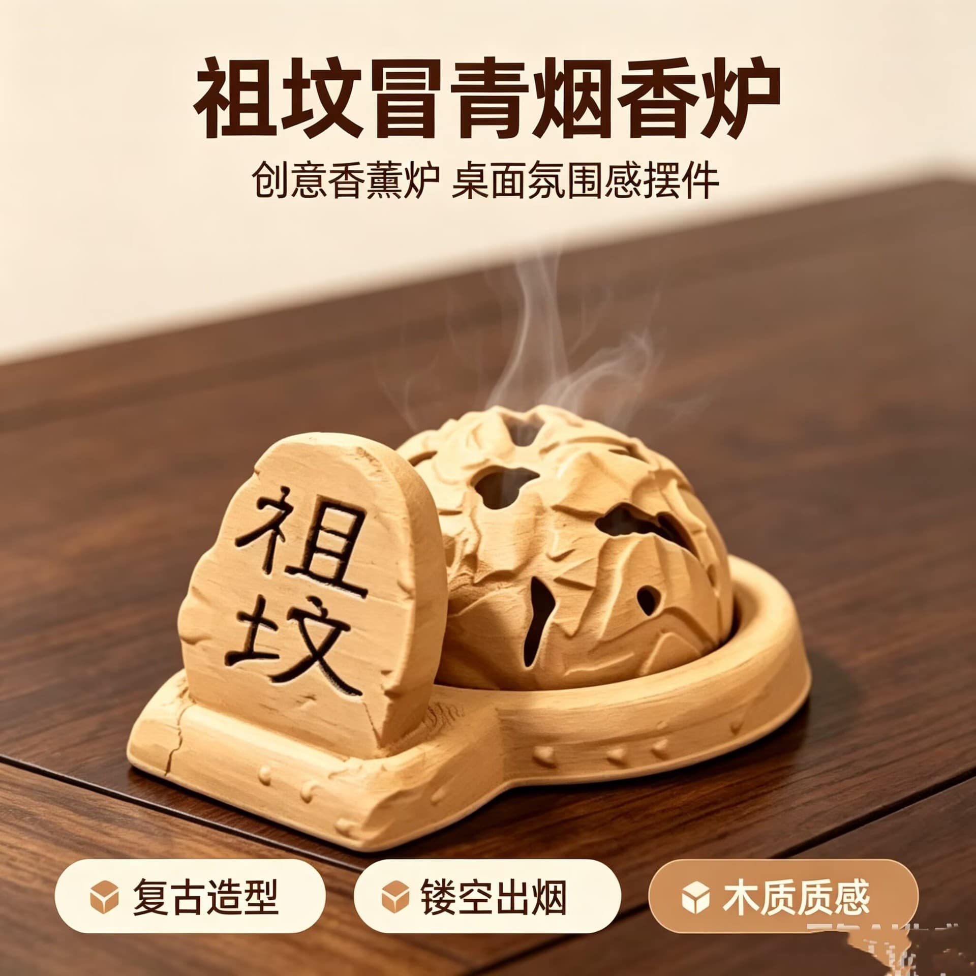 3D printing cross-border popular ancestral tomb smoke incense burner creative ornaments craft aromatherapy stove incense burner hollow ornaments