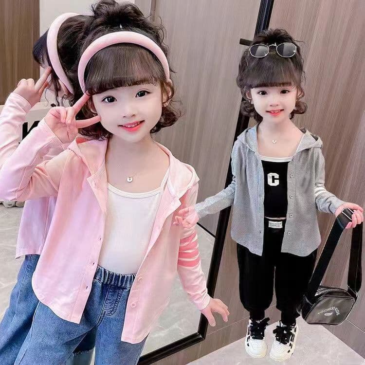 New Spring/Fall Hooded Cardigan for Girls - Casual Fashion Button Coat for Toddlers and Young Children