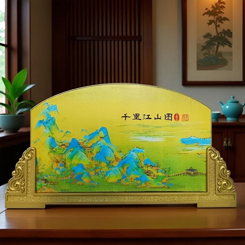 Palace Museum "Along the River During Qingming Festival" Charcoal Carving Antique-style Ornament, Study/Tea Room Cultural Gift for Mid-Autumn/Birthdays
