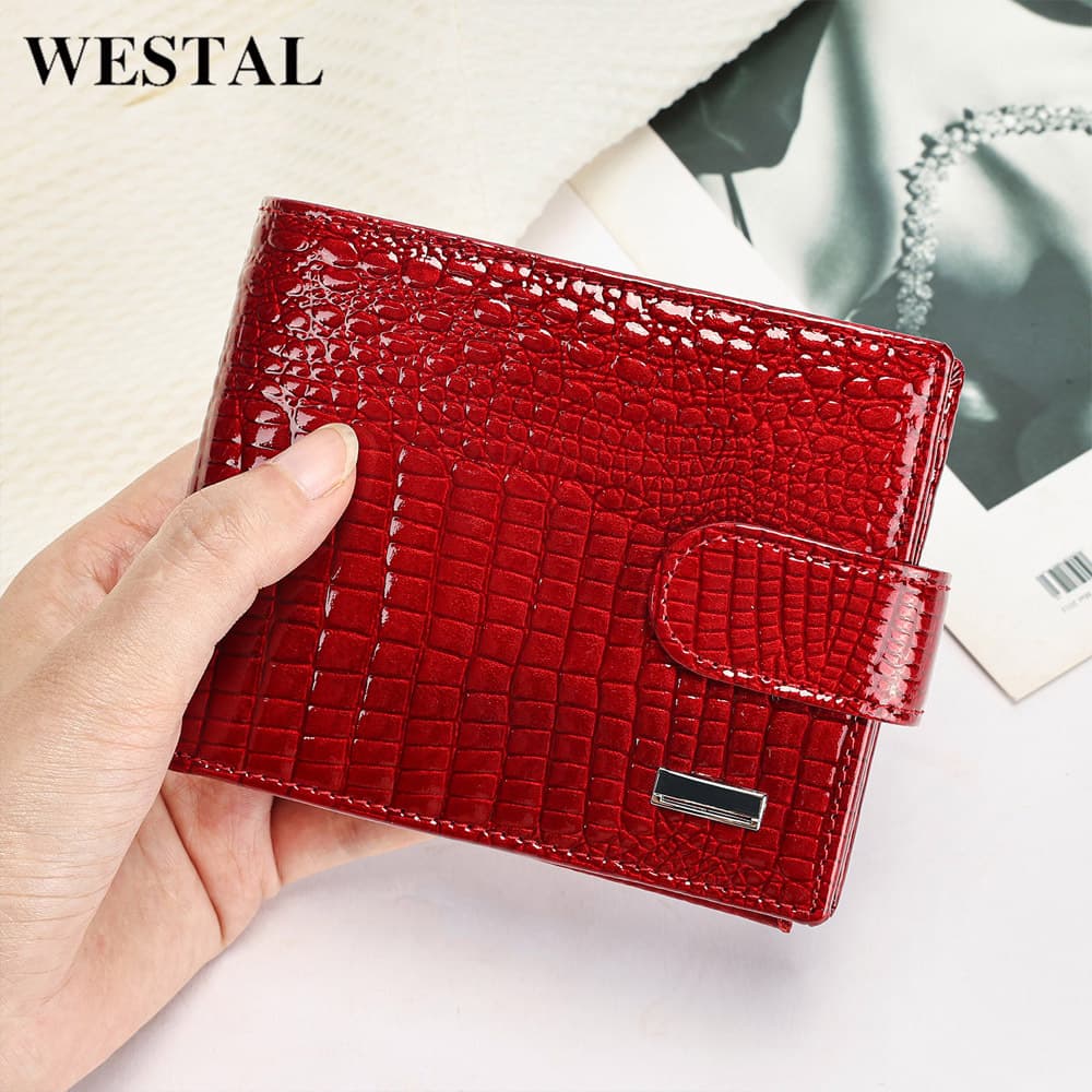 Genuine leather wallet for women, patent leather design, new style, high-end women's short wallet, first-layer cowhide handmade wallet