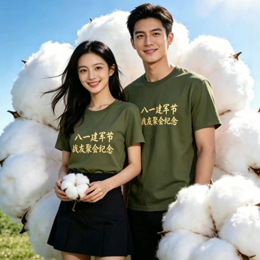 August 1st Comrades Reunion Round Neck Short Sleeve Military Green T-Shirt Veterans Commemorative Culture Shirt Army Day Group Uniform