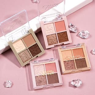 4-Color Eyeshadow Shimmer Matte Fine Glitter Earth Tone Milk Tea Waterproof 4-Shade Glitter Eyeshadow Palette for Women Students Wholesale
