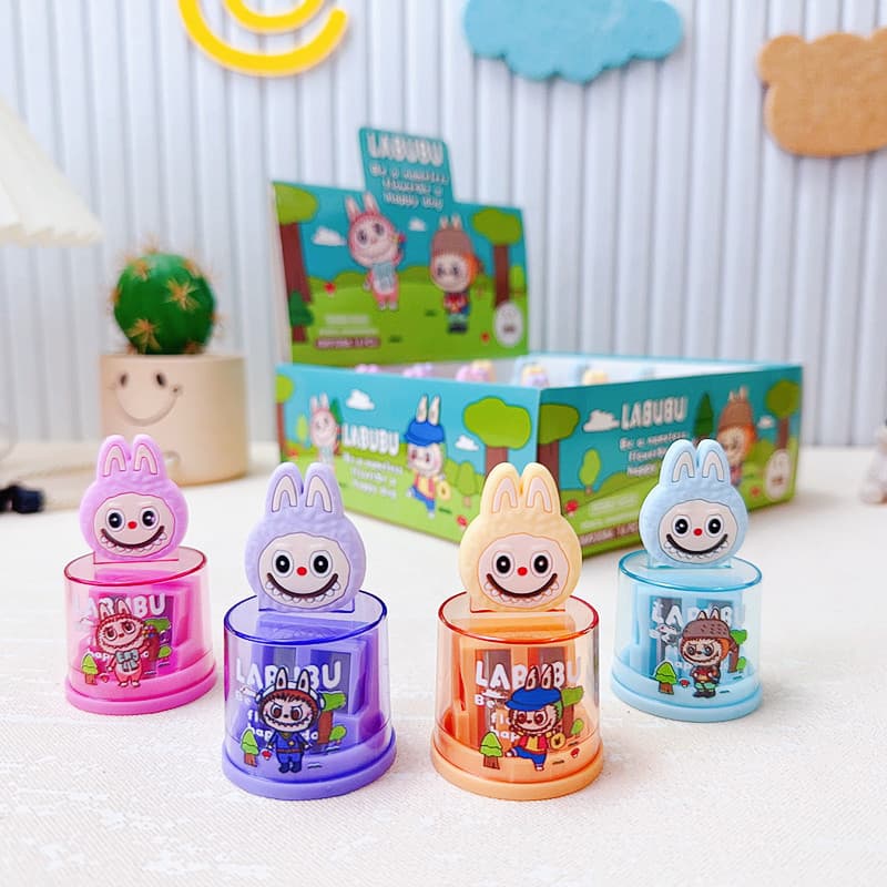 Creative cute cartoon shape pencil sharpener pull cloth silicone doll double hole pencil sharpener pencil sharpener student gift