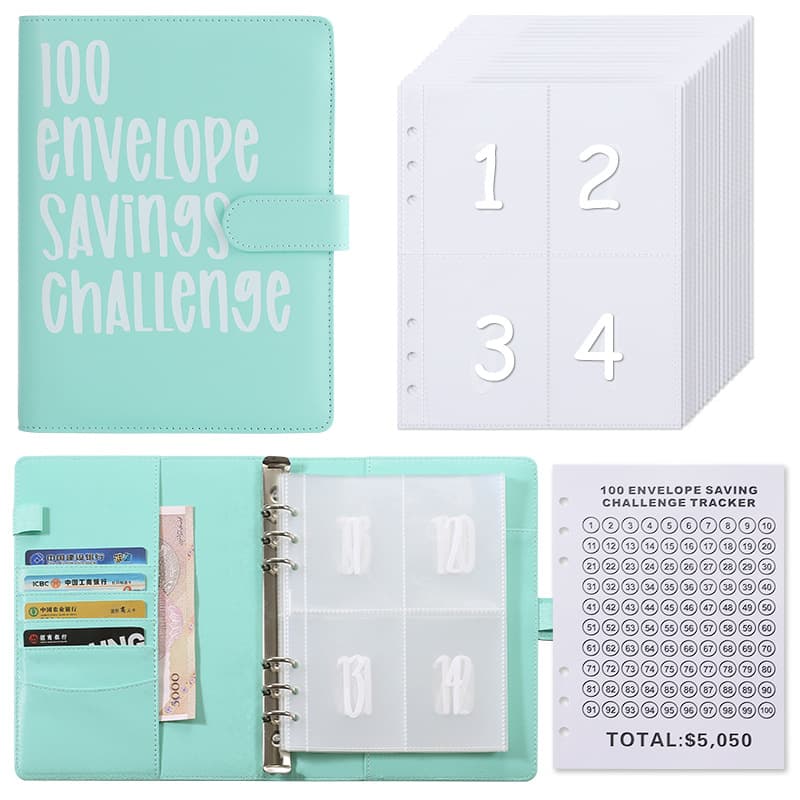 Cross-border Supply A5 Notebook 100-Day Couple Cash Savings Plan Money Saving Book Loose-Leaf Notebook