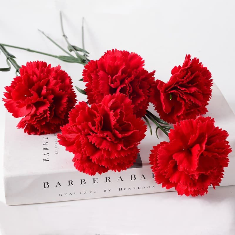 Simulated single-headed carnation Mother's Day Teacher's Day gift simulated bouquet fake flowers home decoration artificial flowers wholesale