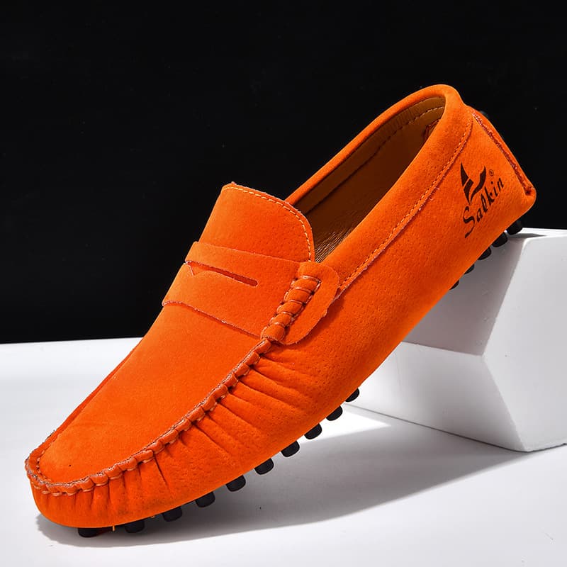 Cross-border 48 Large Size Loafers Men's Driving Shoes Couple Style Suede New Casual Breathable Leather Shoes Women's Shoes