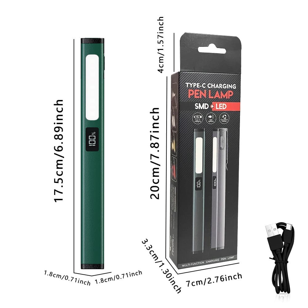 Cross-border LED Flashlight Rechargeable Strong Magnetic Drop-proof Flashlight Camping Car Inspection Pen-shaped Work Light