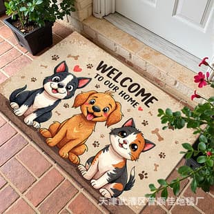Cartoon Pet Mat Cute Cat and Dog Paw Print Doormat In-Stock Wholesale Cross-Border Door Mat