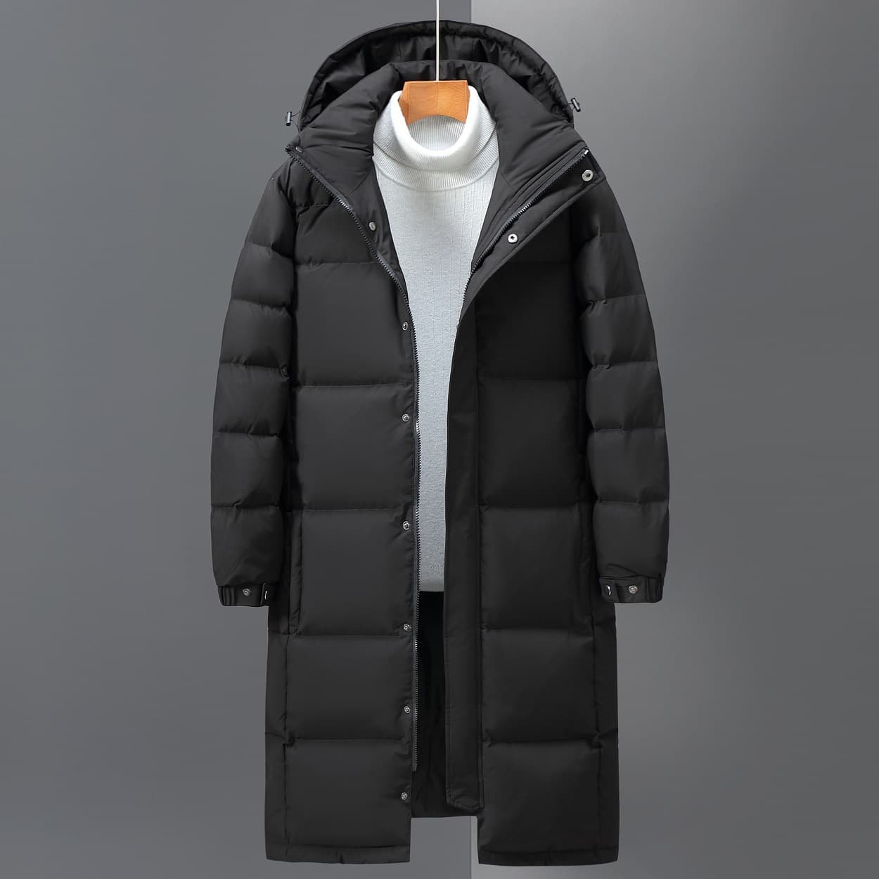 [Cross-Border Foreign Trade] Cold-Proof Coat Men's Long Knee-Length Youth Men's Winter Outdoor Windproof Hooded Coat Trendy