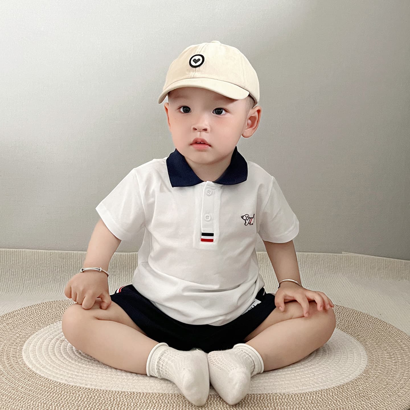 ins Korean style baby boy summer suit children's college style super western style casual two-piece set thin baby clothes