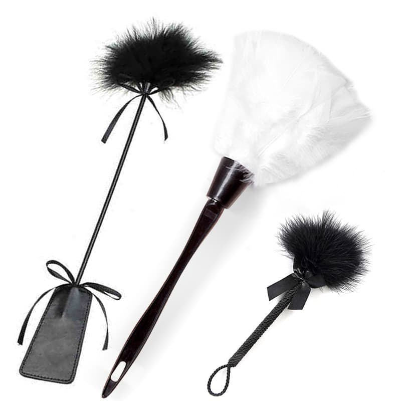 Black Accessory Flirting Short Feather Tickler Teasing Tapping Feather Wand Adult Products Lingerie Accessories