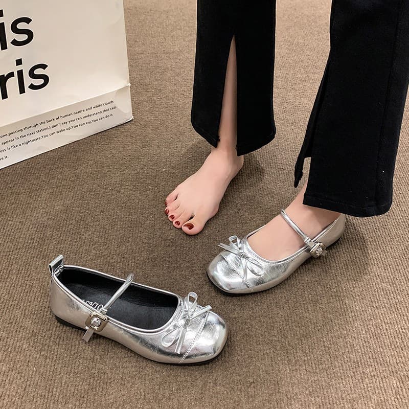Low-Cut Ballet Flat Shoes for Women, 2026 New Summer Style, French Round Toe Mary Jane Shoes for Dresses