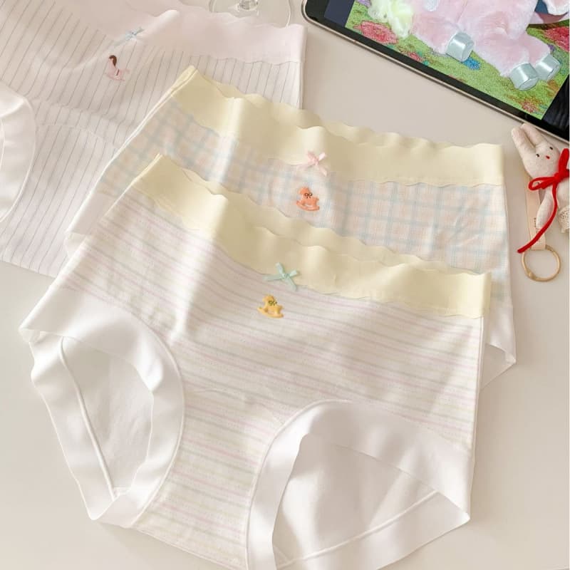 A327# Pure Cotton Wooden Horse Little Sugar Panties Women's Mid-Rise Sweet Girl Triangle Panties 2026 New Arrival