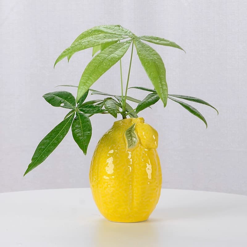 Nordic Modern Ins Style Lemon Fruit Vase Decoration with Artificial Flowers, High-End Home Entryway Decor Living Room Gift