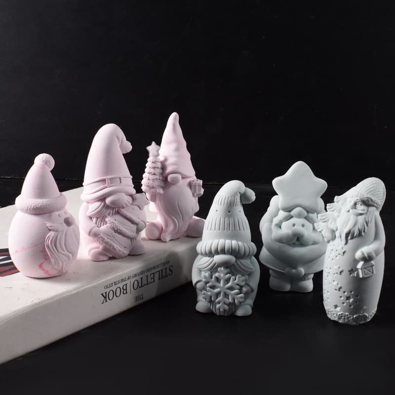 New Santa Claus Gnome Candle Mold, Holding Snowflake Star, Big Hat Big Beard Old Man Silicone Mold