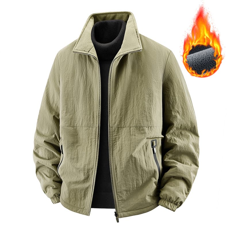 2025 Autumn/Winter New Fleece-Lined Quick-Dry Stand Collar Jacket Men's Casual Outdoor Loose Fit Reversible