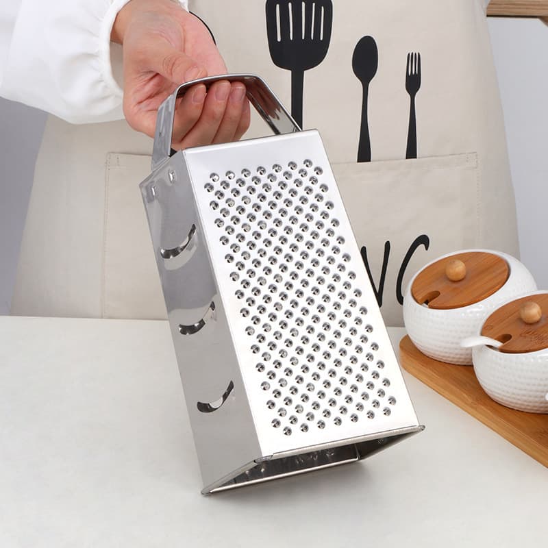 Stainless Steel 4-Sided Grater, Multi-Functional Square Handle Vegetable Slicer for Potatoes, Cheese, and Daily Kitchen Use