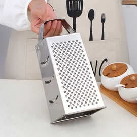 Stainless Steel Four-Sided Grater, Multi-Functional Square Handle Vegetable Cutter, Potato and Cheese Grater for Daily Kitchen Use