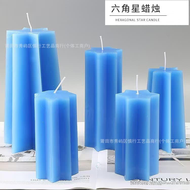Hexagon Star Shaped Candle Cross-border Amazon Xiaohongshu Hot Selling Craft Shaped Candle Colorful Handmade Candle