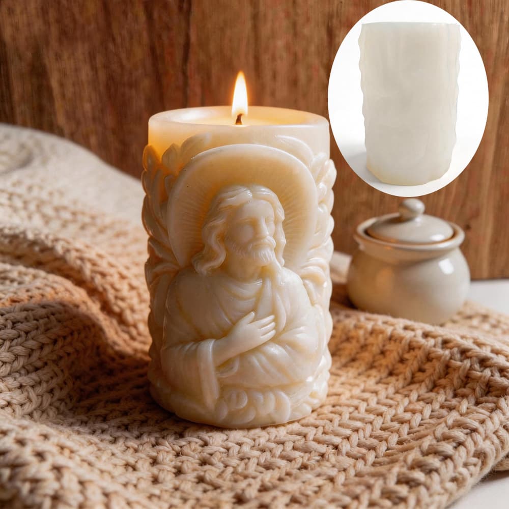 Retro Religious Style Relief Candle Mold Jesus Holy Figure 3D Portrait Aromatherapy Soy Wax Epoxy Resin Mold