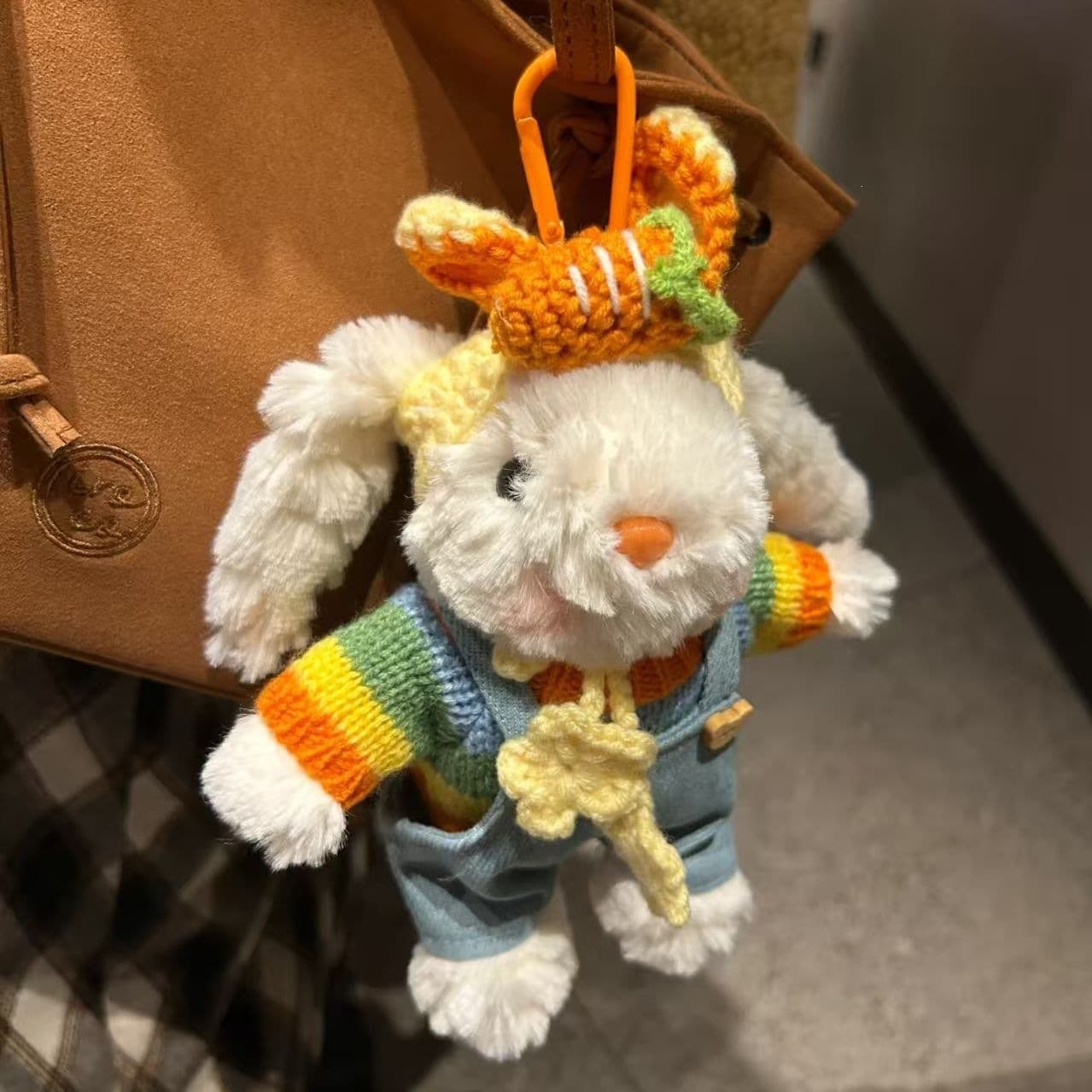 [Rose's Same Style] New Bonnie Rabbit Pendant Cute Rainbow Rabbit Plush Ornament High Aesthetic Dopamine Adorable Charm
