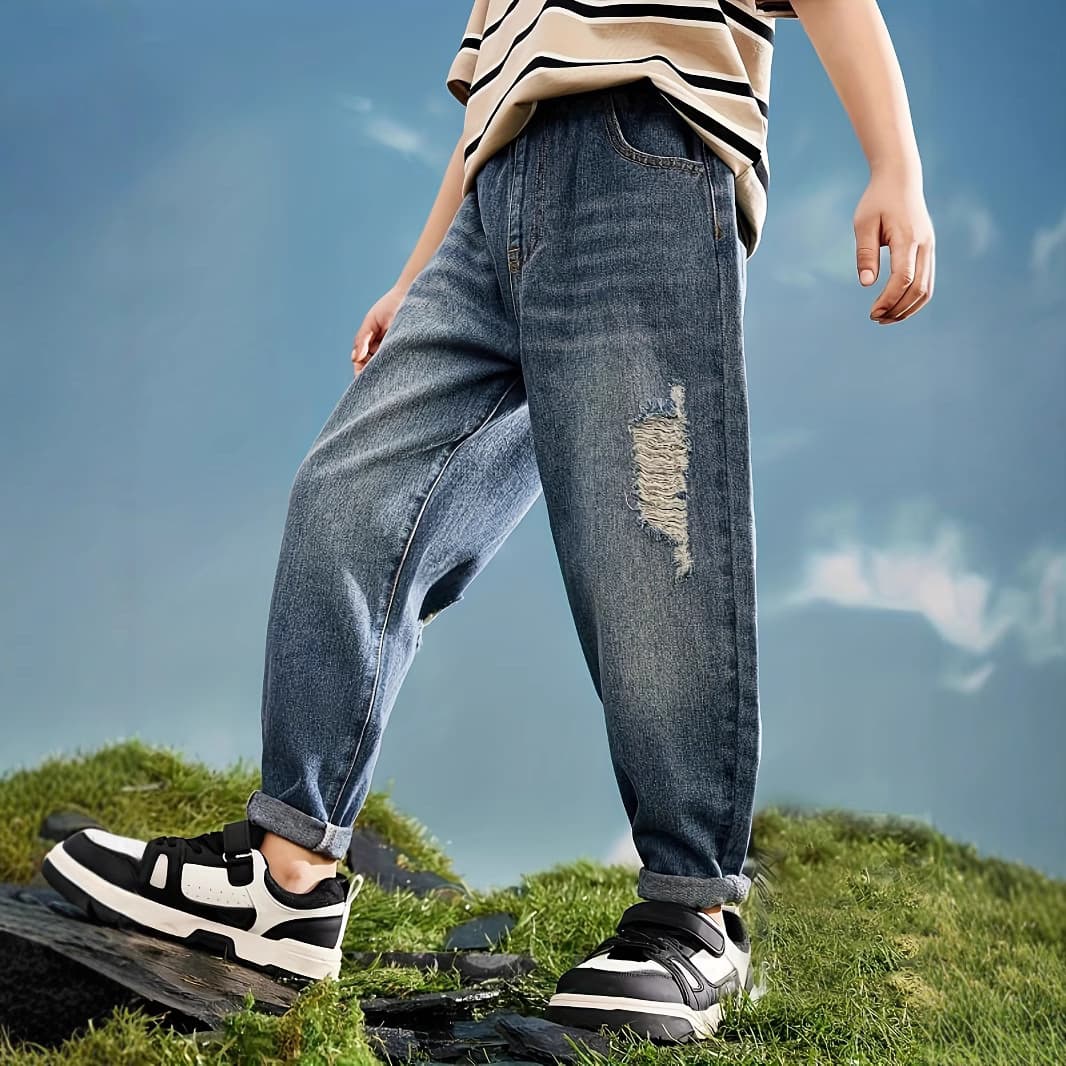 Boys' jeans Korean style children's clothing children's casual trousers new style medium and large children's trousers children's trousers wholesale dropshipping