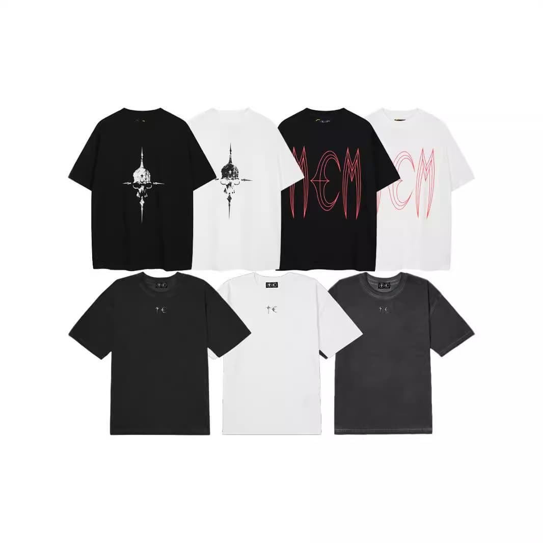 THUG CLUB TC Basic Logo Skull Print Couple Matching Summer Loose Short Sleeve T-Shirt Streetwear