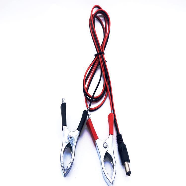 DC5521 male to 30A alligator clip battery charging cable, red and black clip wire, battery power connection cable.
