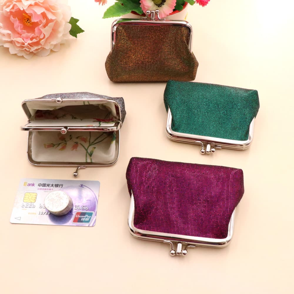 Vintage Double-layer Pu Shiny Grid Women's Wallet Cropped Coin Purse Creative Card Holder Student Hard-coin Pouch