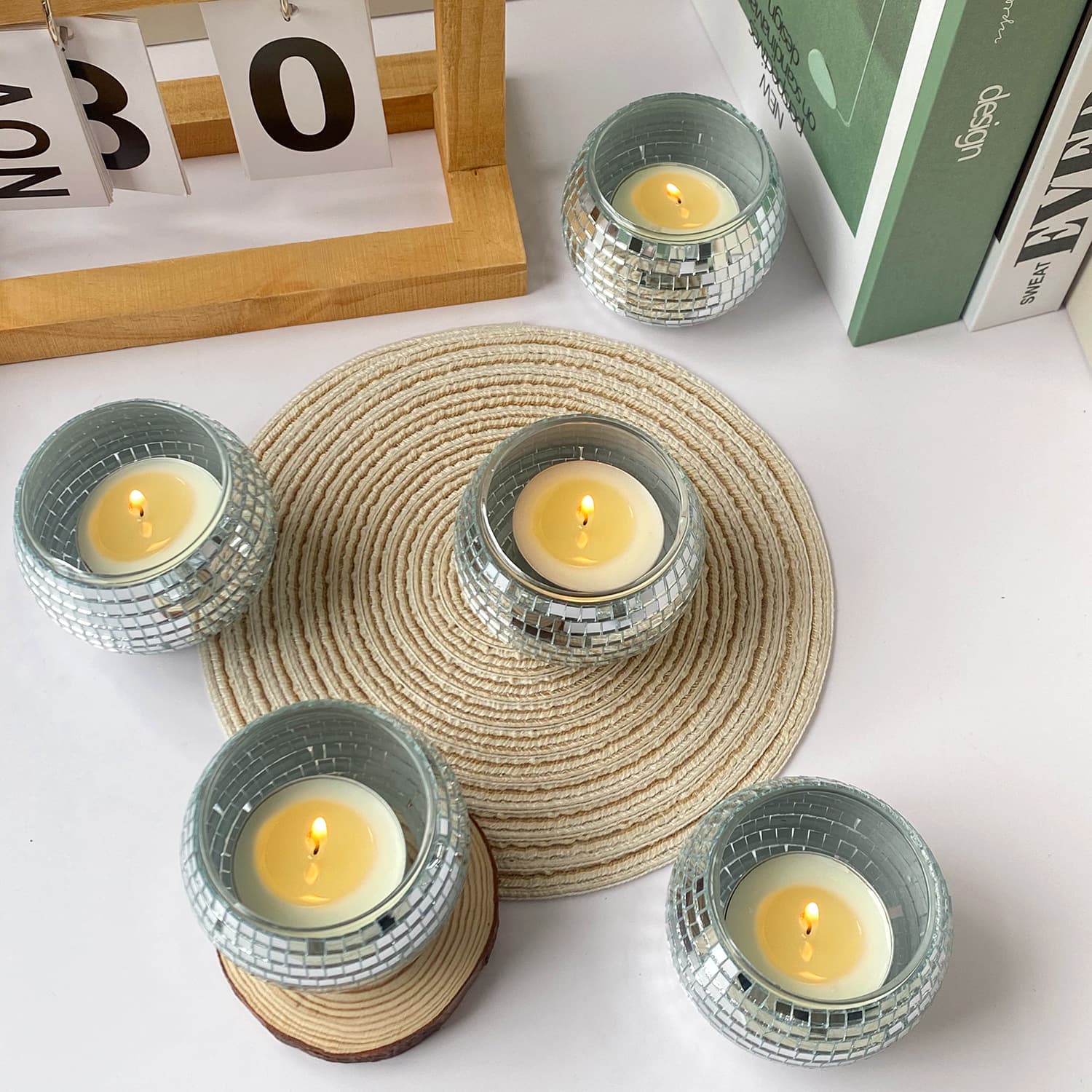 New Cross-Border Mosaic Candle Holder Holiday Gift Home Decoration Glass Mosaic Candle Holder