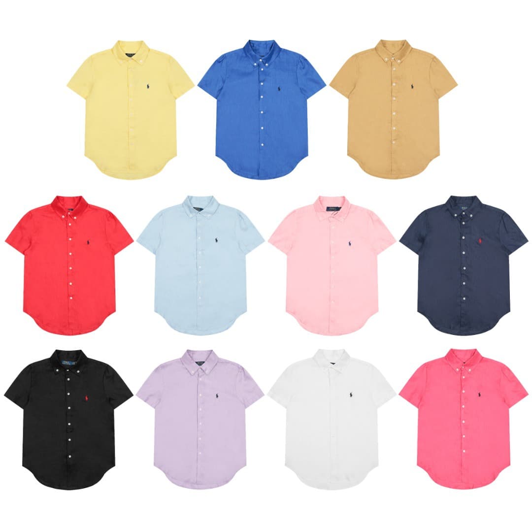 High-end Scan Code ~ RL Ralph Lauren Summer Pure Linen Classic Women's Short Sleeve Shirt Casual Versatile Drop Shipping Available