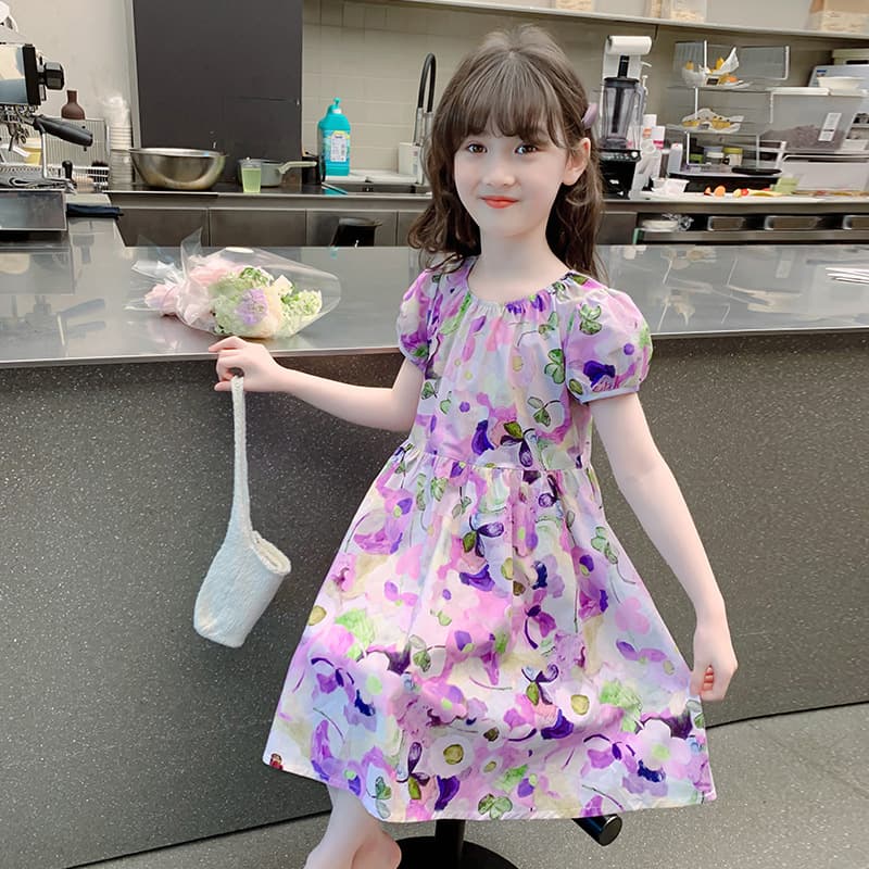 Girls' Dress 2026 New Summer Children's Trendy Cotton Princess Dress Summer Outfit for Girls