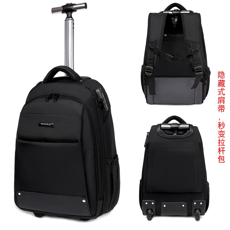 2023 New Large Capacity Rolling Backpack for Men Women Business Travel Double Shoulder Bag Luggage Bag High Quality Leather