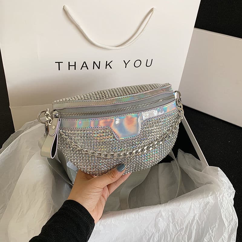 Trendy Disco Bag for Women 2023 New Korean Style Versatile Rhinestone Chest Bag Ins Fashion Shoulder Crossbody Waist Bag