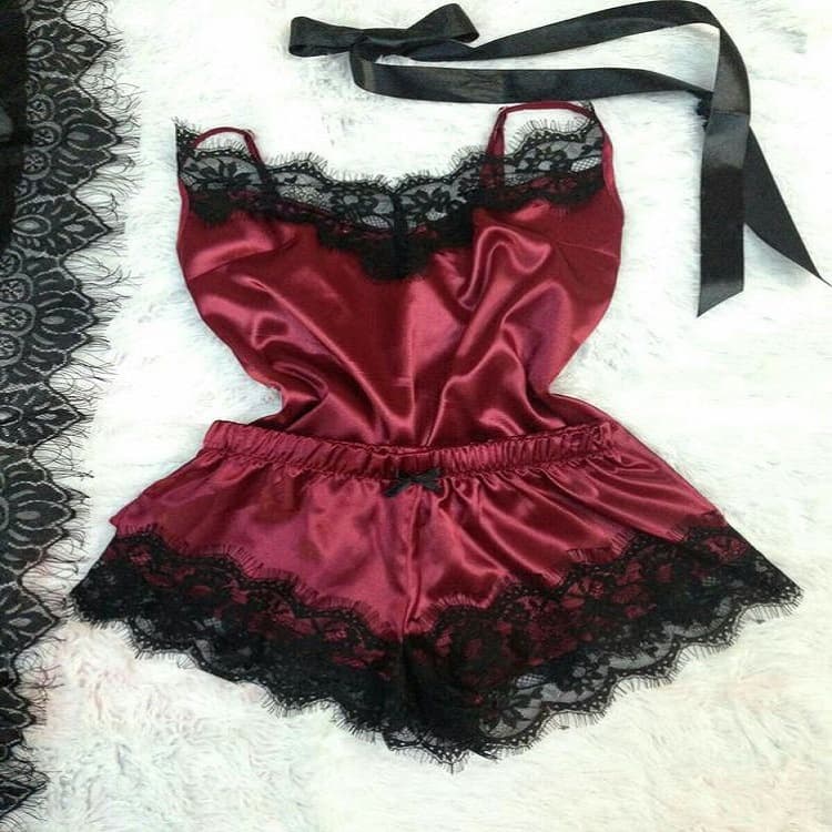 New European and American Fashion Loungewear Comfortable Lace Trim Camisole Pajama Set Mesh Lace Sexy Set