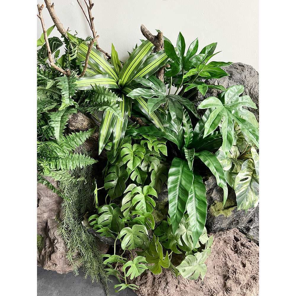 Artificial fern leaves, fiddle-leaf fig, evergreen, rubber plant, spider plant, monstera, balcony garden greening fake plant decoration